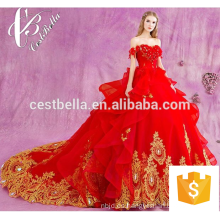 Vestido de boda nupcial cristalino moldeado 2017 Vestido de boda moldeado rojo para los indios Bridals